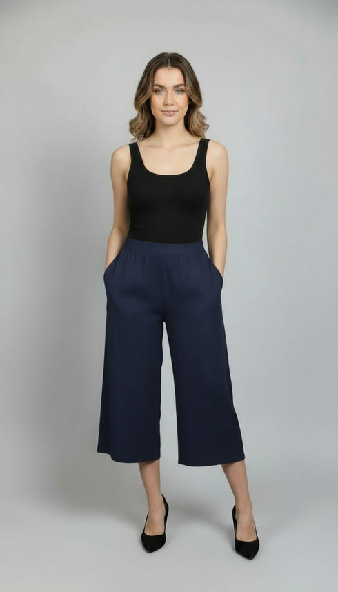 Elastic waist wide leg Pull-on Gaucho - P006