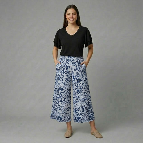 Elastic waist wide leg Pull-on Gaucho - P2006