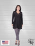 Tunic Long Sleeves Kangaroo Pocket Zipper Front Tunic/Dress