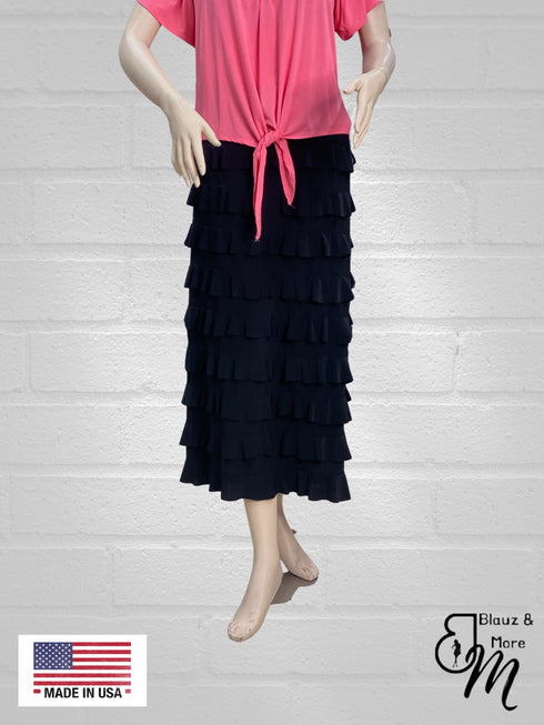 Pleated Ruffle long tiered Skirt - SK012