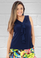 V neck Ruffle front sleeveless Top - T033