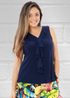 V neck Ruffle front sleeveless Top - T033