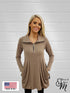 Tunic Long Sleeves Kangaroo Pocket Zipper Front Tunic/Dress