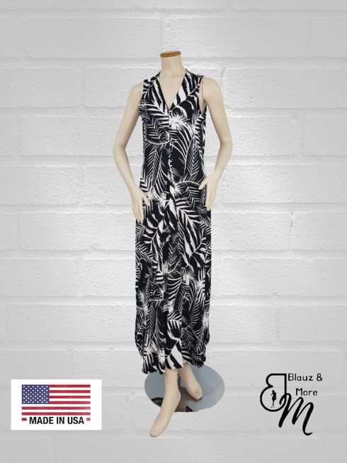 Sheath Silhouette V-Neckline Side Slit Maxi Dress - D052