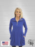 Tunic Long Sleeves Kangaroo Pocket Zipper Front Tunic/Dress