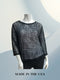 Scoop Neck Netted 3/4 Sleeve Top - T357