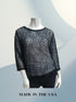 Scoop Neck Netted 3/4 Sleeve Top - T357