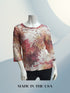 Scoop Neck Netted 3/4 Sleeve Top - T357