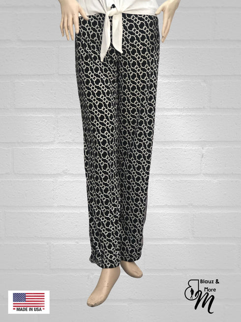 Mid Rise Straight Leg Pull-on Palazzo PRINTED- P017