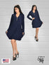 Tunic Long Sleeves Kangaroo Pocket Zipper Front Tunic/Dress