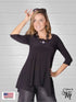 3/4 SLEEVE SHARKBITE TUNIC TOP -T400