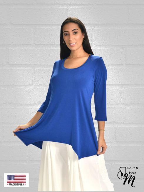 3/4 SLEEVE SHARKBITE TUNIC TOP -T400