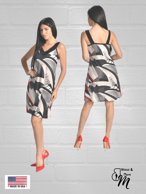 Strappy V- Neck Knee length Sleeveless Dress - D009