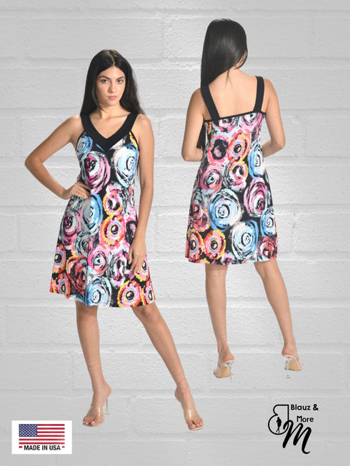 Strappy V- Neck Knee length Sleeveless Dress - D009