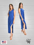 Sheath Silhouette V-Neckline Side Slit Maxi Dress - D052