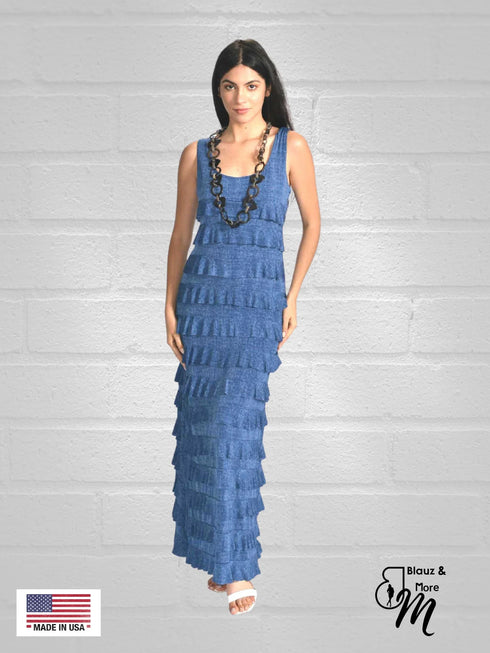 Ruffle Maxi PRINTED Dress Sleeveless - D211