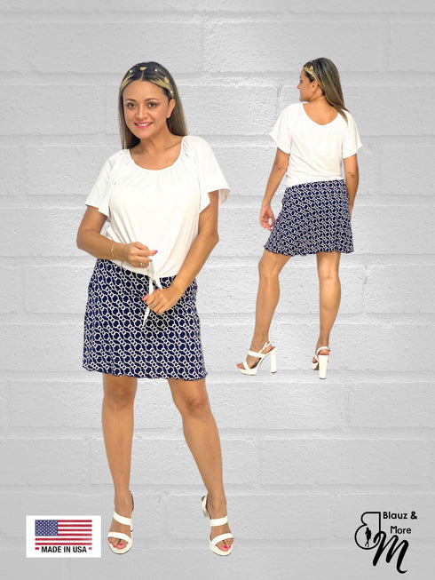 2 tier Skort with side seam pockets and elasticized waist line - SH011