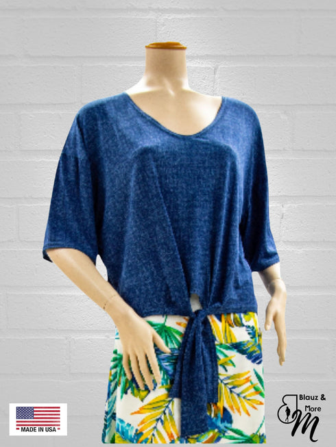 Tie Front Short Sleeve Top - Regular & Plus Sizes available- T541