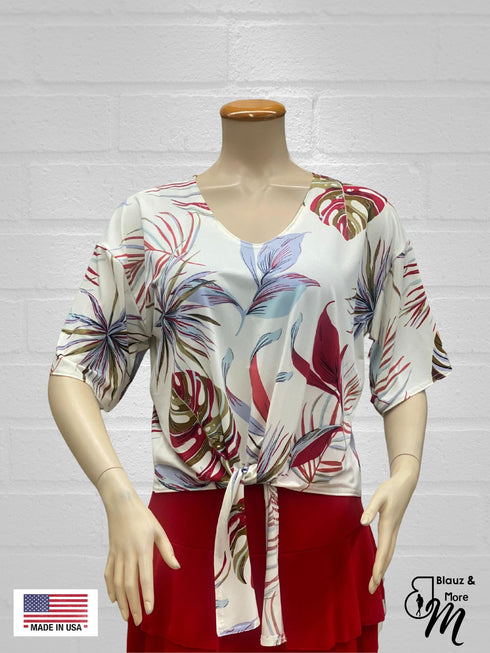 Tie Front Short Sleeve Top - Regular & Plus Sizes available- T541