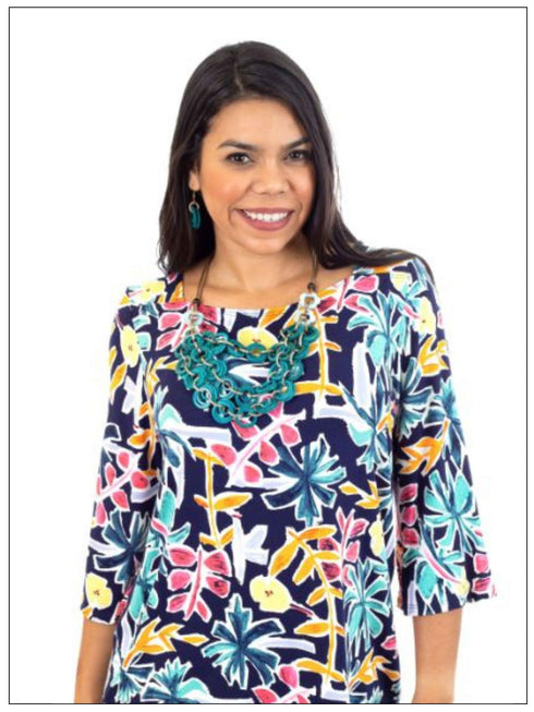 Square Neck 3/4 Sleeve Top - T544